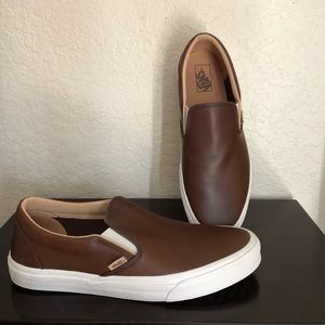 Never worn brown real leather vans
